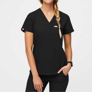 FIGS Black Catarina One-Pocket Scrub Top Womens size XS